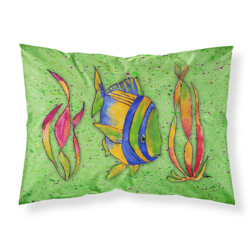 'Caroline'S Treasures 8568Pillowcase Tropical Fish On Green Moisture Wicking Fabric Standard Pillowcase, Large, Multicolor'