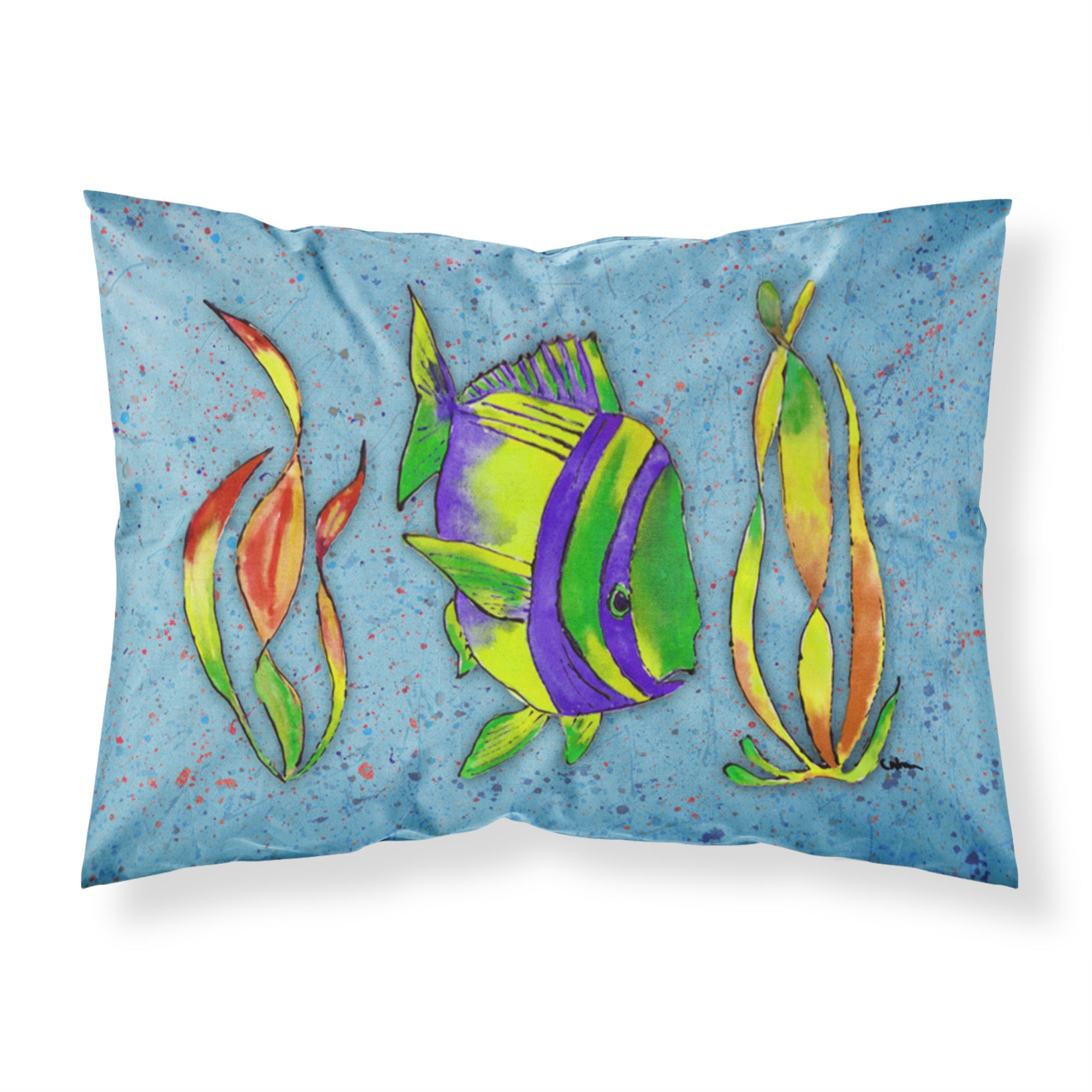 'Caroline'S Treasures 8570Pillowcase Tropical Fish On Blue Moisture Wicking Fabric Standard Pillowcase, Large, Multicolor'
