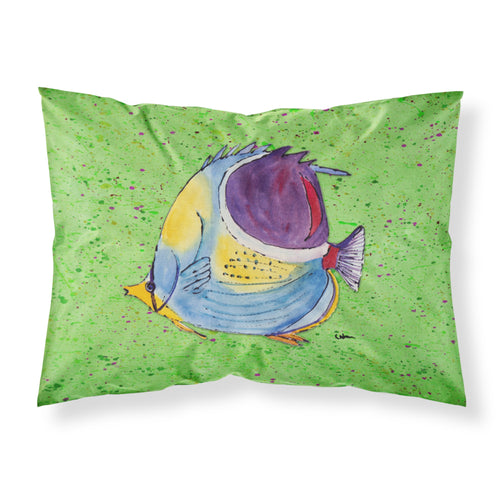 'Caroline'S Treasures 8574Pillowcase Tropical Fish On Green Moisture Wicking Fabric Standard Pillowcase, Large, Multicolor'