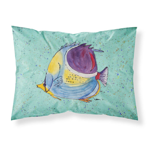 'Caroline'S Treasures 8576Pillowcase Tropical Fish On Teal Moisture Wicking Fabric Standard Pillowcase, Large, Multicolor'