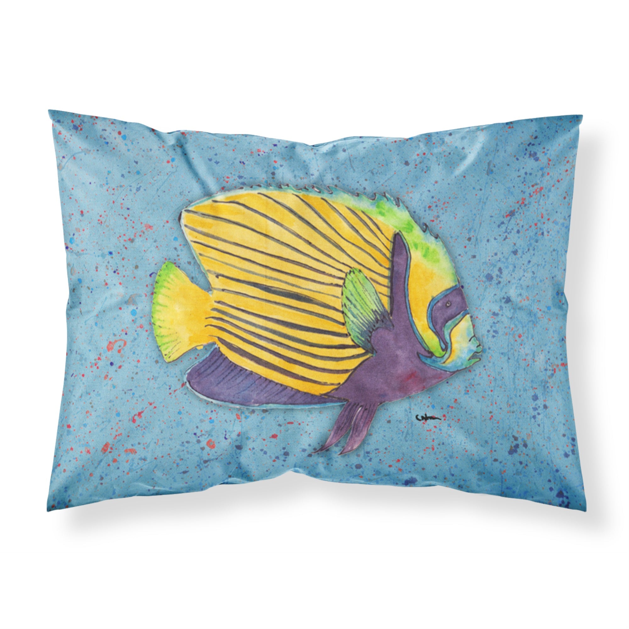 'Caroline'S Treasures 8579Pillowcase Tropical Fish On Blue Moisture Wicking Fabric Standard Pillowcase, Large, Multicolor'