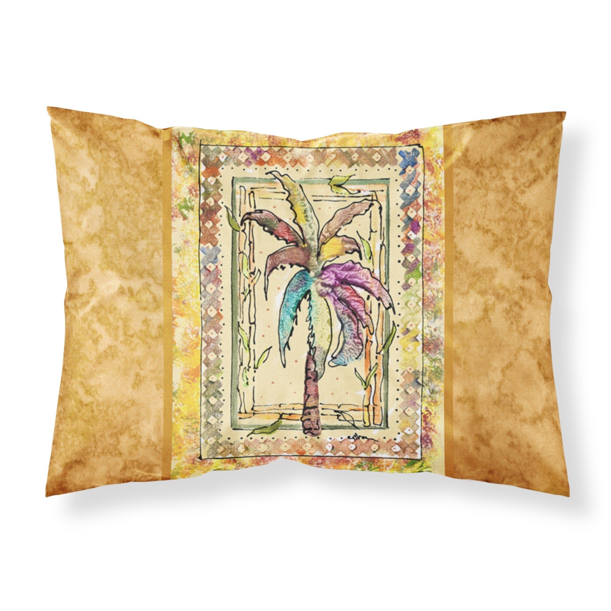 'Caroline'S Treasures 8614Pillowcase Palm Tree Moisture Wicking Fabric Standard Pillowcase, Large, Multicolor'