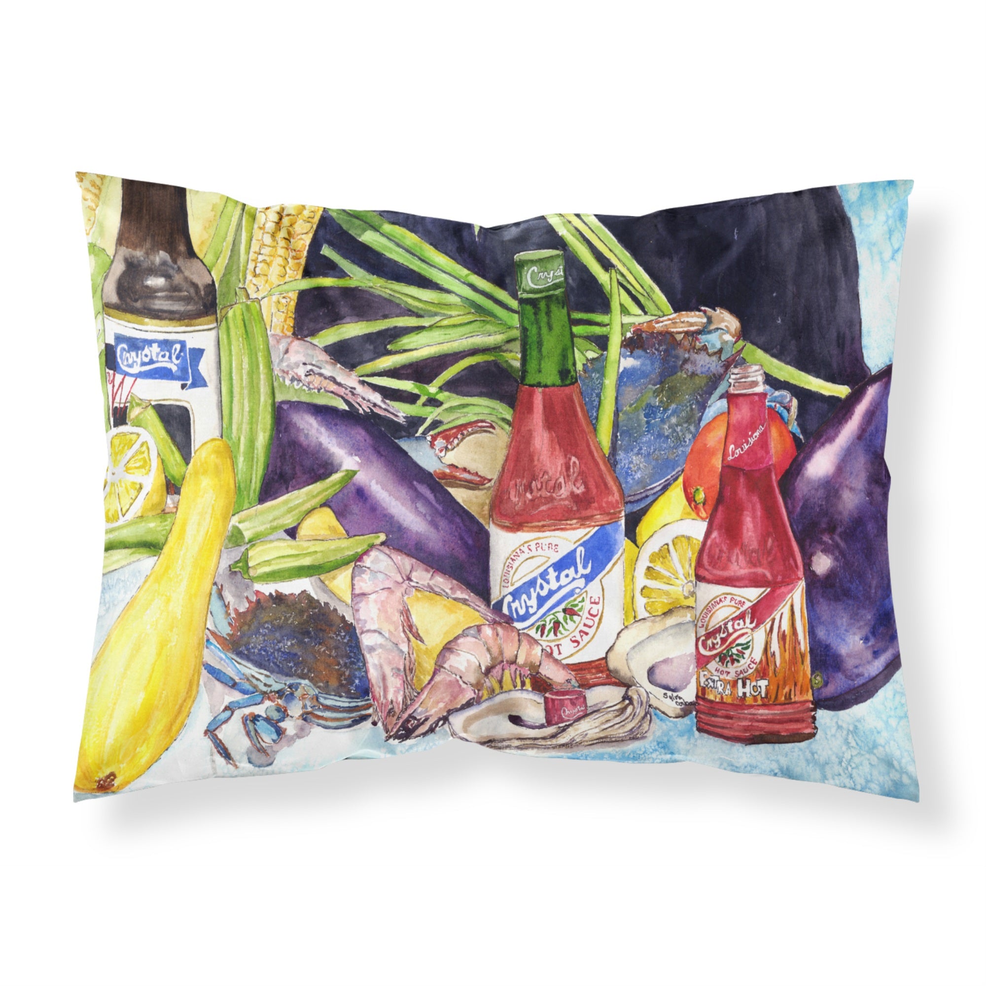 Caroline's Treasures 8637Pillowcase Crystal Hot Sauce With Seafood Fabric Standard Pillowcase