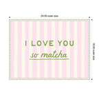 I Love You So Matcha Pink and Green Striped Kitchen Art Dopamine Decor for Home or Apartment by Lucky Guava Framed Canvas Wall Art Print