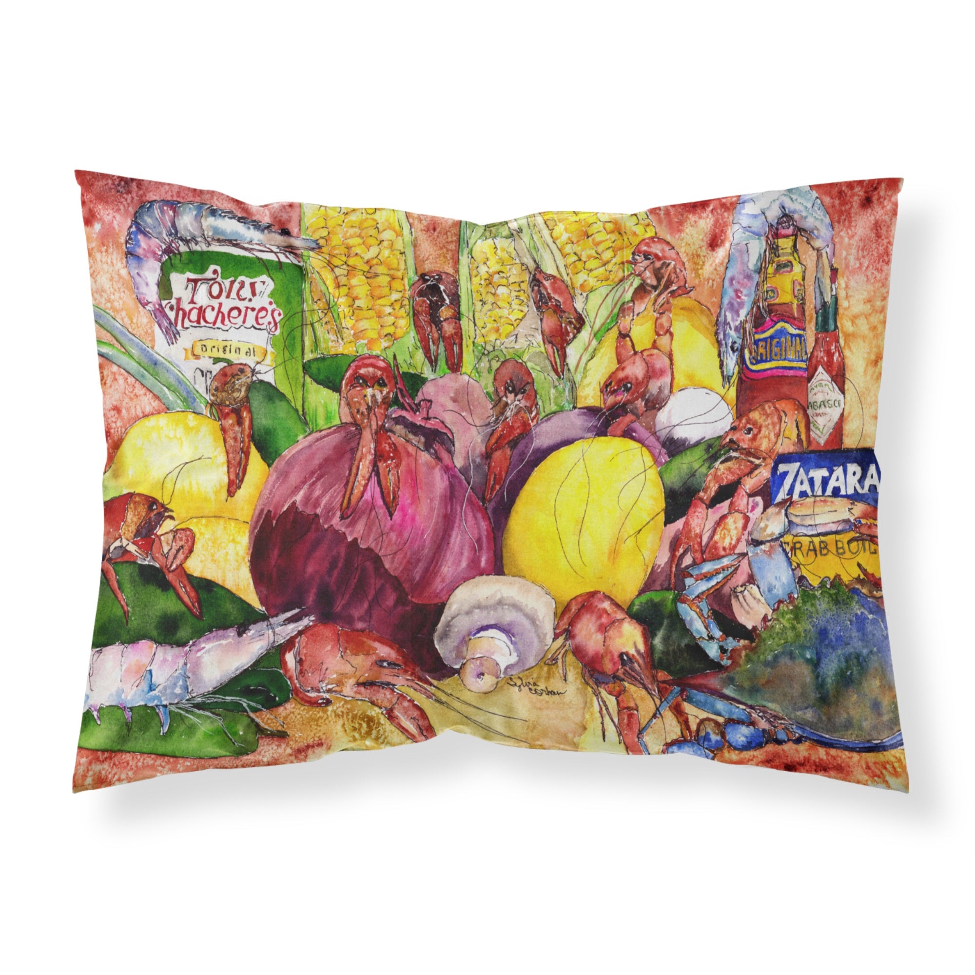 'Caroline'S Treasures 8698Pillowcase Crawfish With Spices And Corn Fabric Standard Pillowcase, Large, Multicolor'
