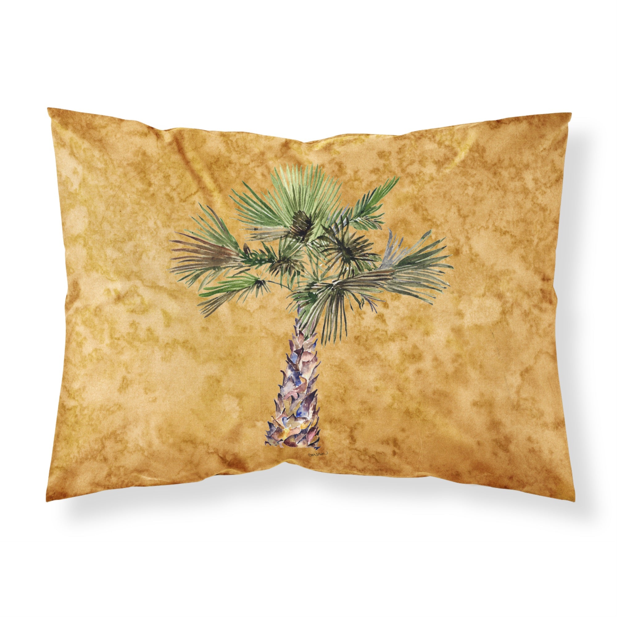 'Caroline'S Treasures 8706Pillowcase Palm Tree On Gold Fabric Standard Pillowcase, Large, Multicolor'