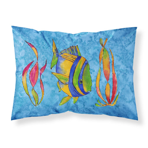 'Caroline'S Treasures 8713Pillowcase Tropical Fish And Seaweed On Blue Fabric Standard Pillowcase, Large, Multicolor'