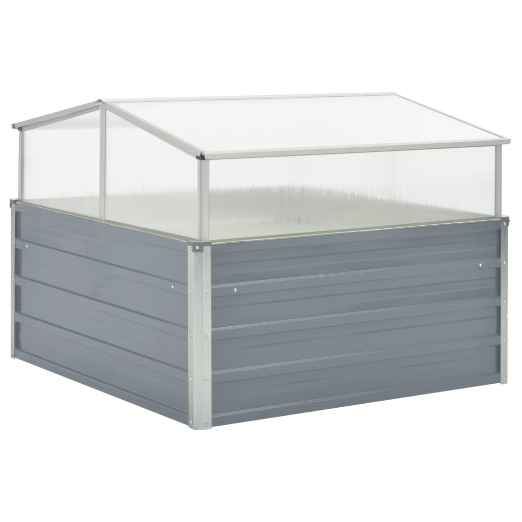 vidaXL Greenhouse 39.4''x39.4''x33.5'' Galvanized Steel Gray