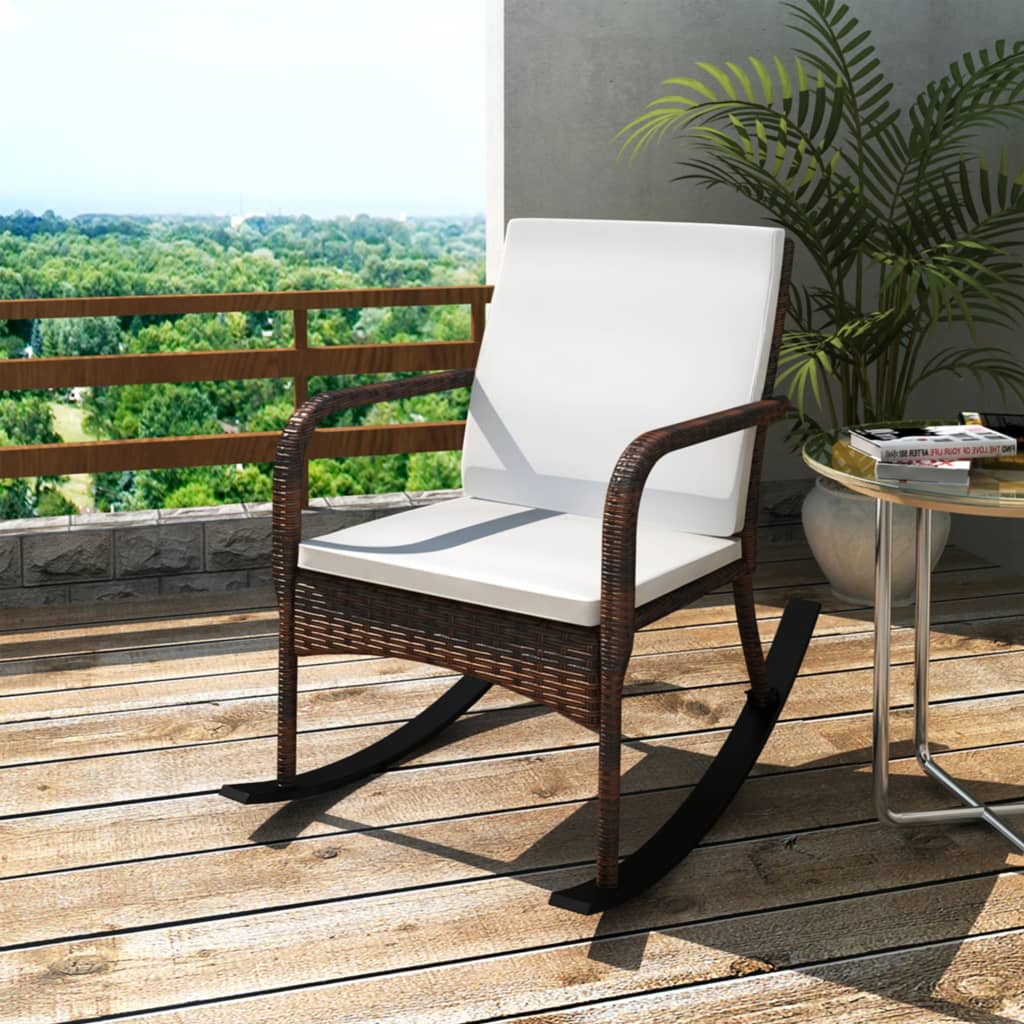 vidaXL Garden Rocking Chair Poly Rattan Brown