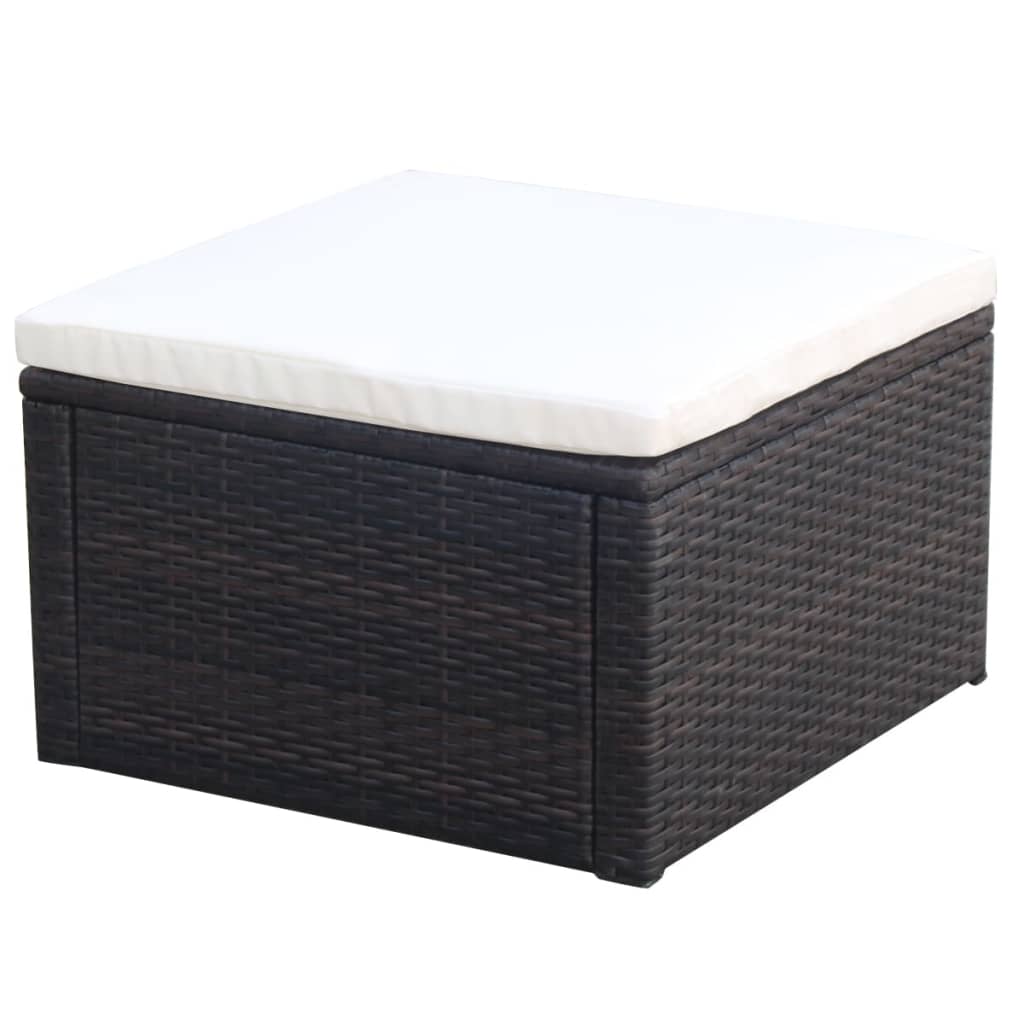 vidaXL Footstool Ottoman Poly Rattan 21''x21''x11.8'' Brown