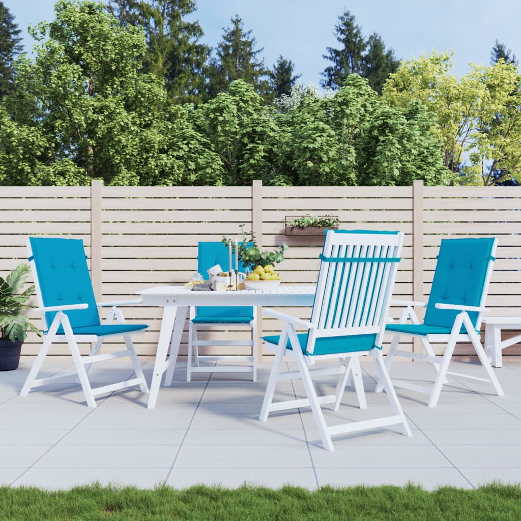 vidaXL Garden Highback Chair Cushions 4 pcs Blue 47.2x19.7x1.2 Fabric