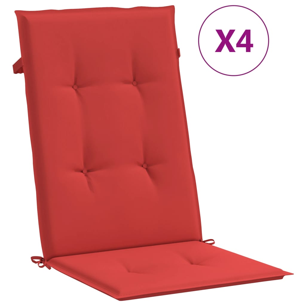 vidaXL Garden Chair Cushions 4 pcs Red 47.2x19.7x1.2