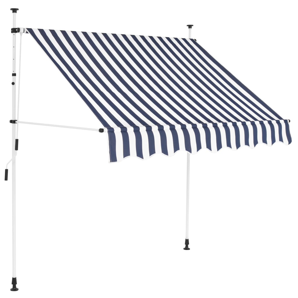 vidaXL Manual Retractable Awning 78.7'' Blue and White Stripes