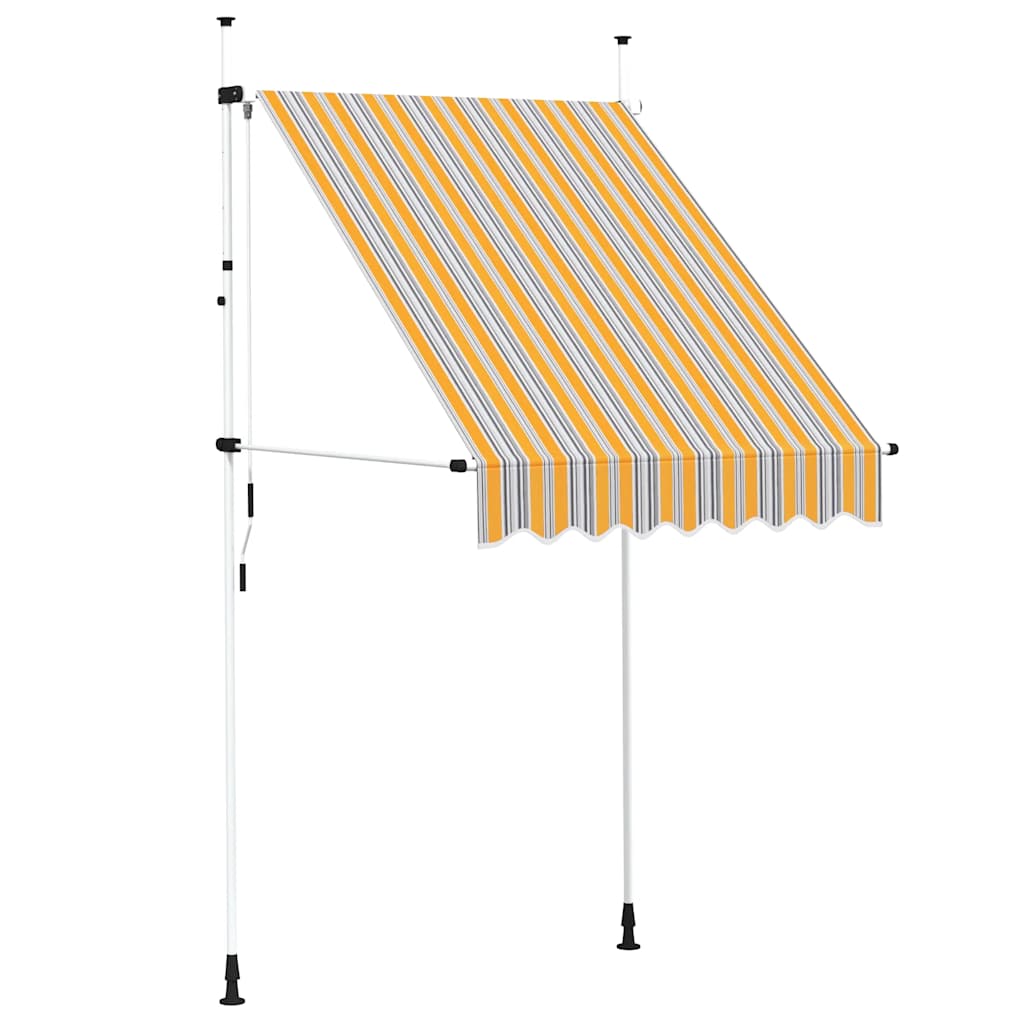 vidaXL Manual Retractable Awning 59 Yellow and Blue Stripes