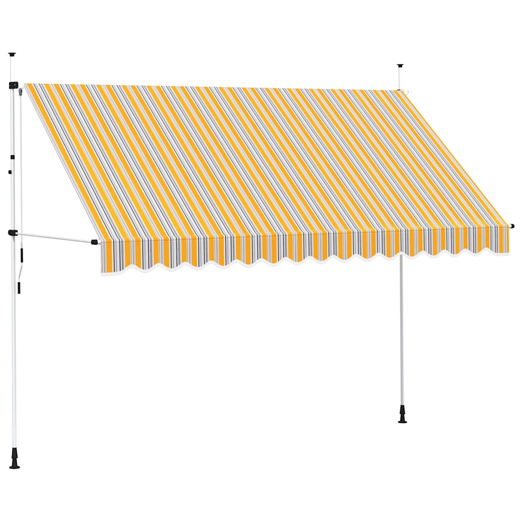 vidaXL Manual Retractable Awning 137.8 Yellow and Blue Stripes