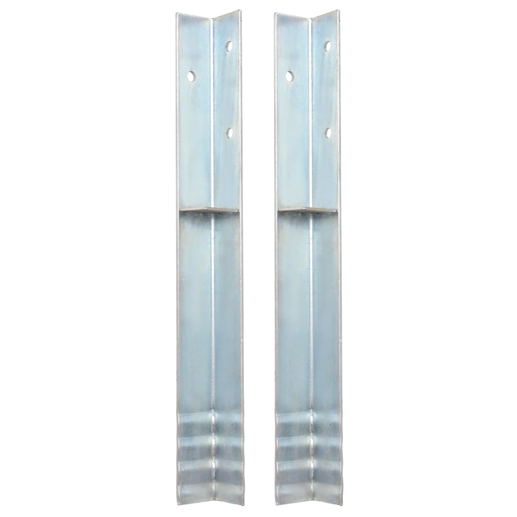 vidaXL L-shaped Ground Anchors 2 pcs Galvanized Steel 2''x2''x19.7''