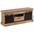 vidaXL TV Cabinet with 2 Sliding Doors Solid Mango Wood 43.3x11.8x17.7