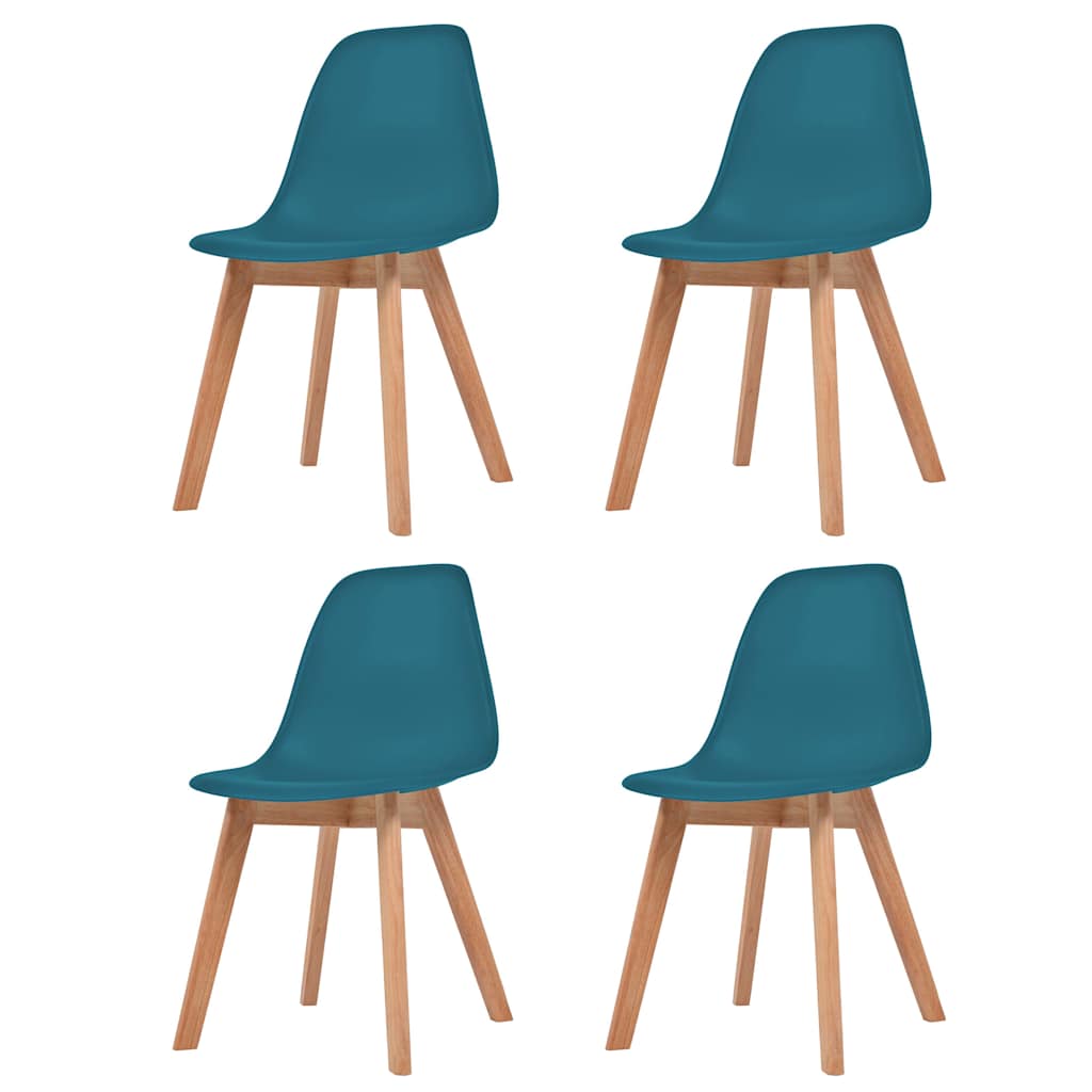 vidaXL 4X Dining Chair Turquoise Solid Wood Leg Plastic Seat Kitchen Furniture
