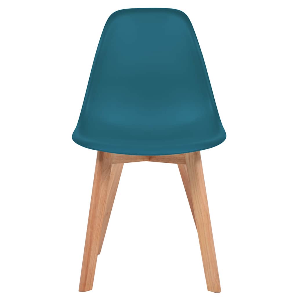 vidaXL 4X Dining Chair Turquoise Solid Wood Leg Plastic Seat Kitchen Furniture