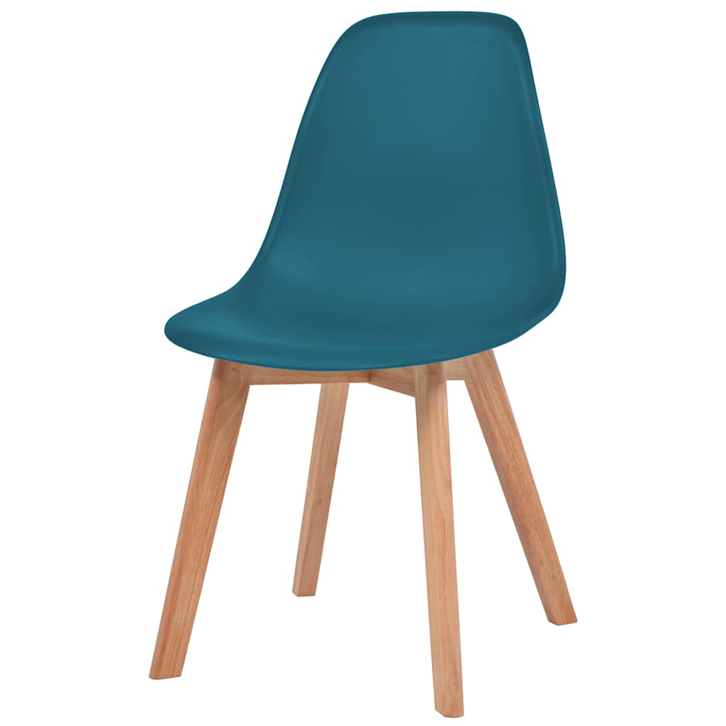 vidaXL 4X Dining Chair Turquoise Solid Wood Leg Plastic Seat Kitchen Furniture
