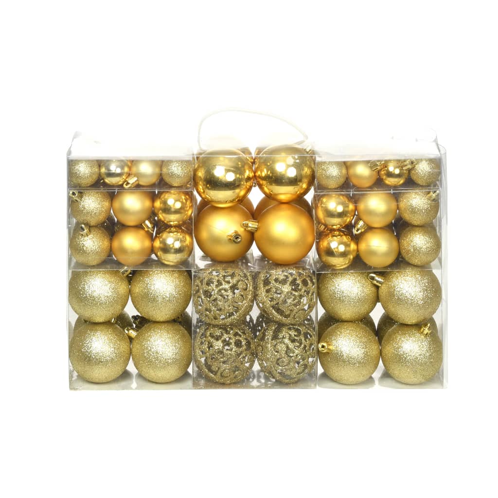 vidaXL 100 Piece Christmas Ball Set 1.2/1.6/2.4 Gold
