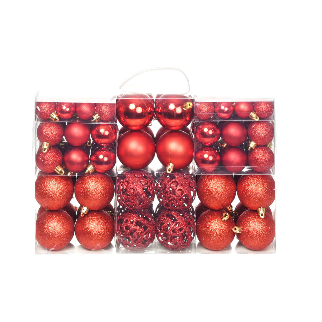 vidaXL 100 Piece Christmas Ball Set 1.2/1.6/2.4 Red