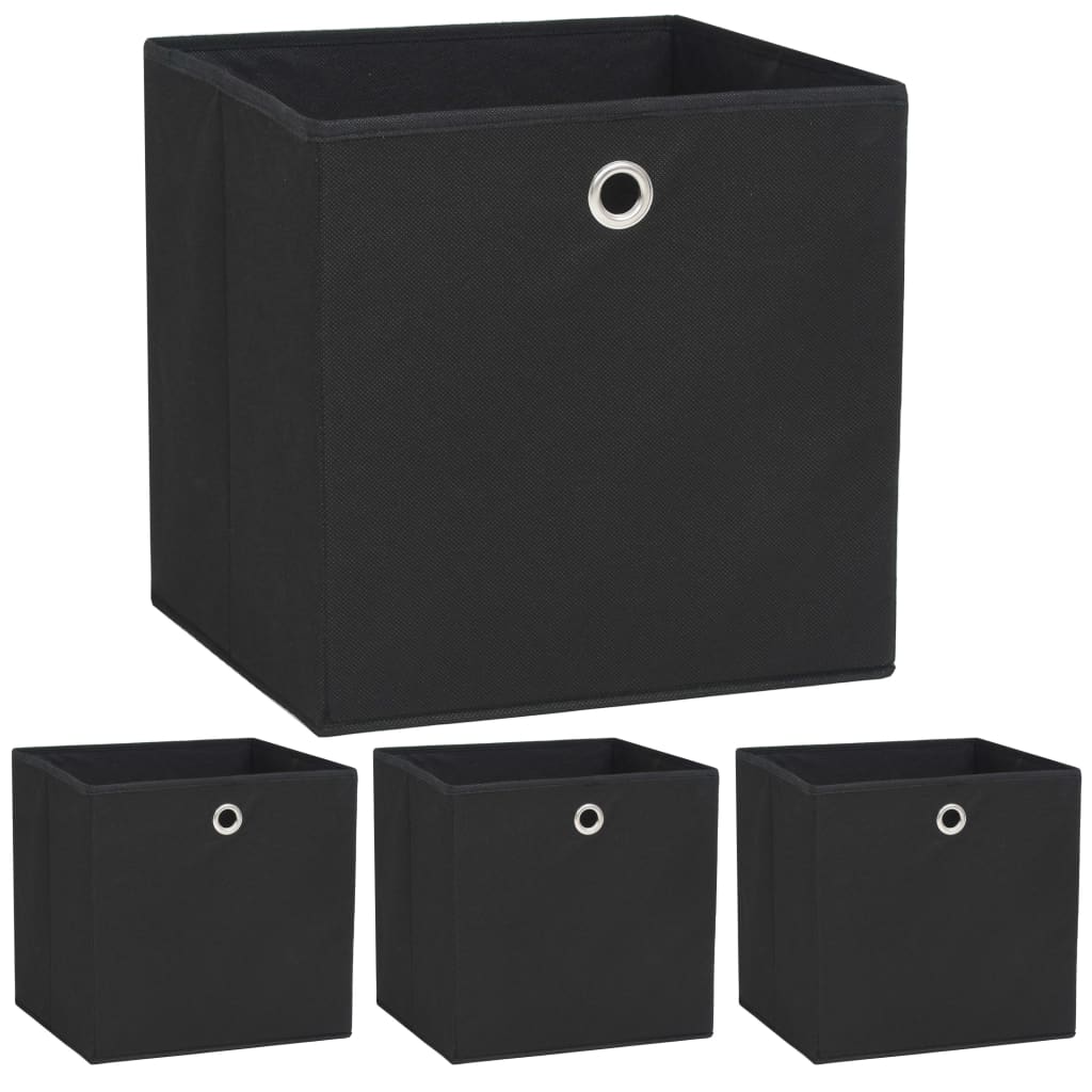 vidaXL Storage Boxes 4 pcs Non-woven Fabric 12.6x12.6x12.6 Black