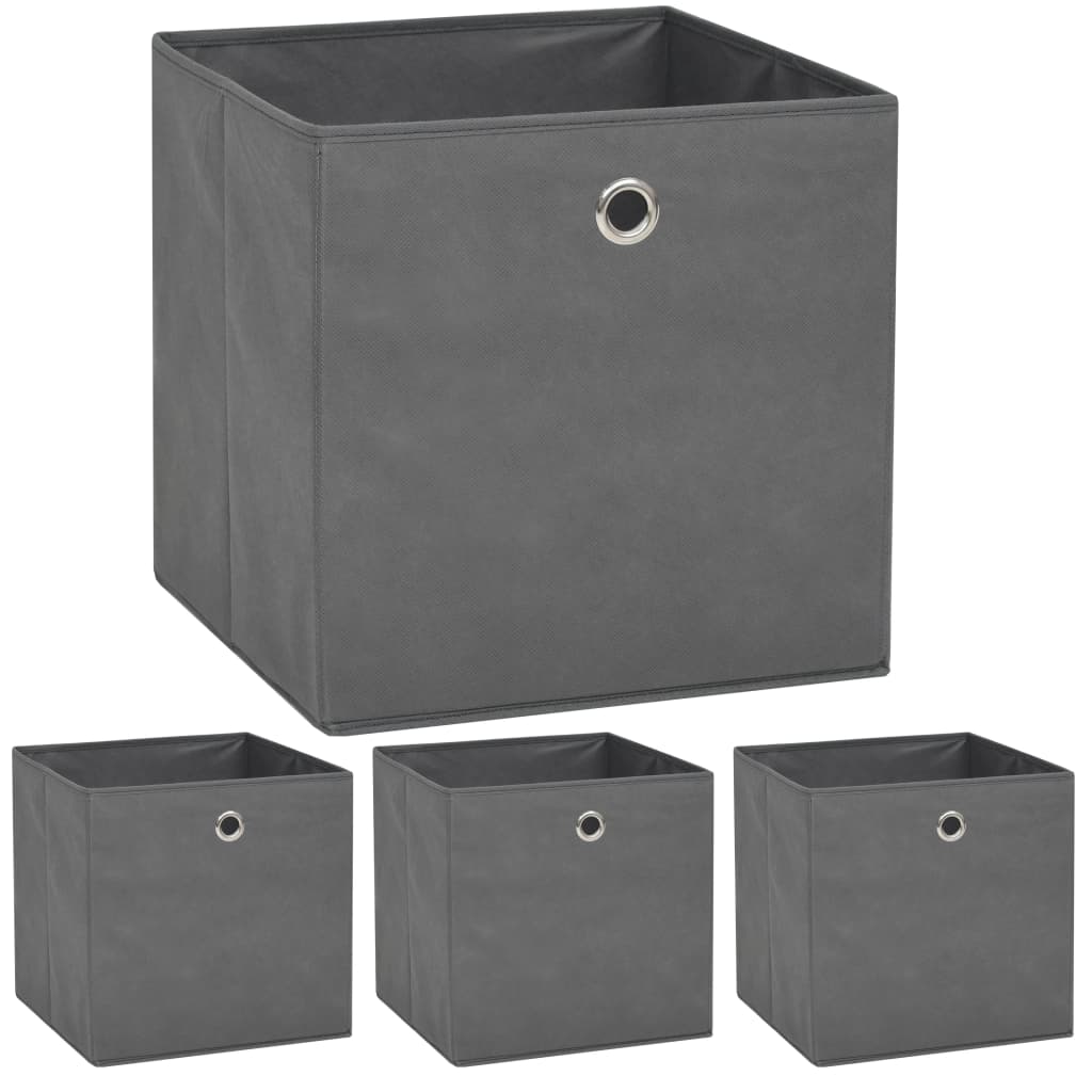 vidaXL Storage Boxes 4 pcs Non-woven Fabric 12.6x12.6x12.6 Gray