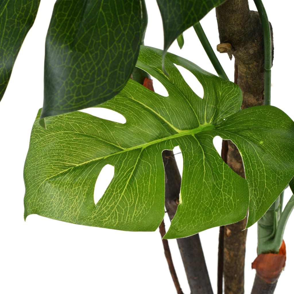 Vidaxl Artificial Monstera Plant - Lifelike Artificial Plant With Real Wooden Stems, Dense Green Foliage, 67 Inches, Includes Pot