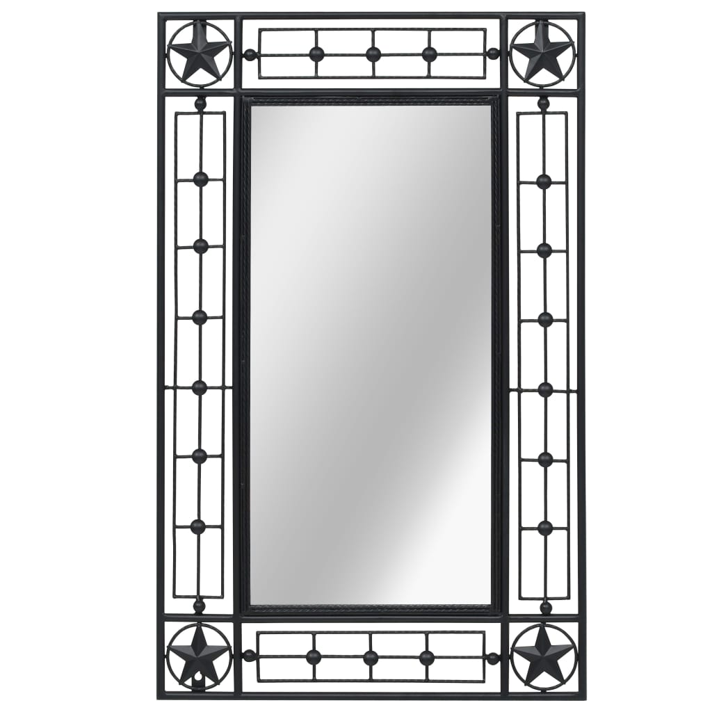 Vidaxl Wall Mirror Sunburst 31.4&quot; In Black - Antique-Look Bathroom/Dressing Room Decor - Durable Powder-Coated Steel Frame - Vertically & Horizontally Mountable