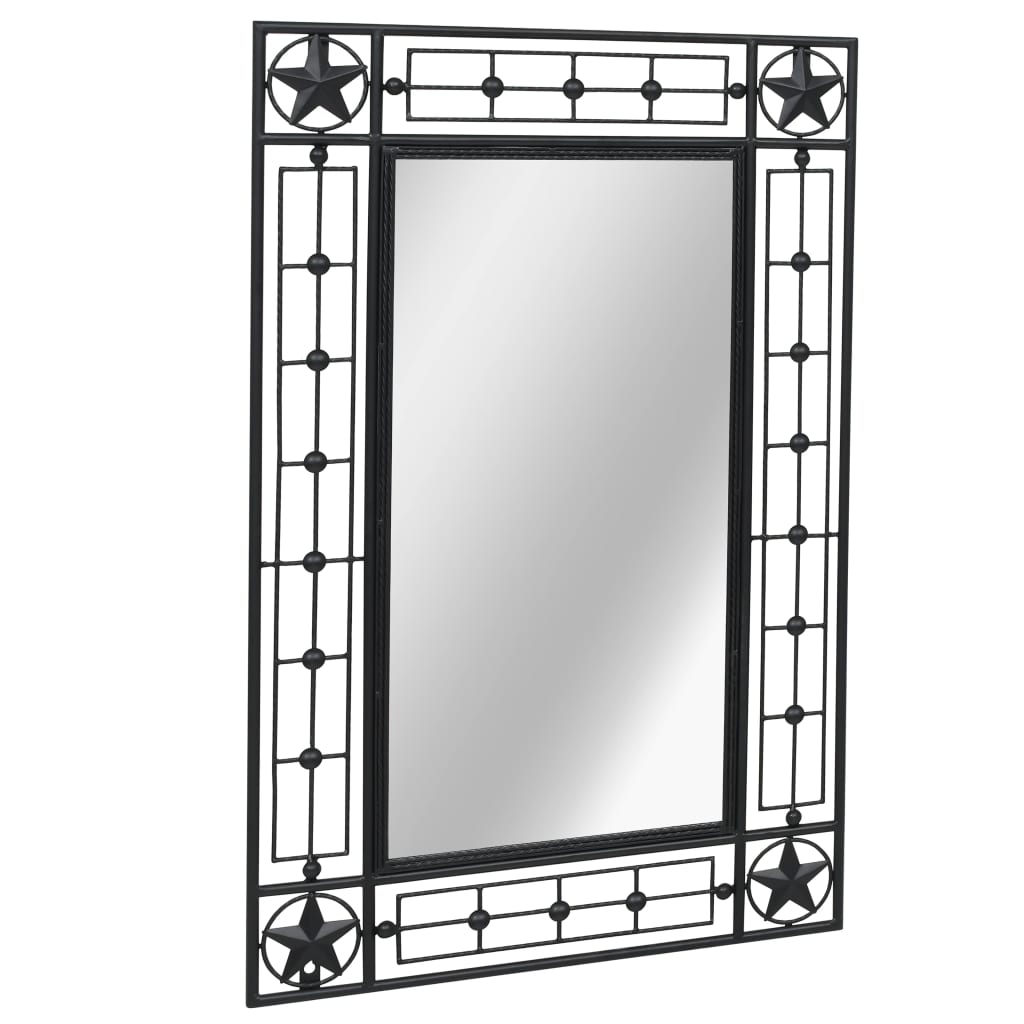 Vidaxl Wall Mirror Sunburst 31.4&quot; In Black - Antique-Look Bathroom/Dressing Room Decor - Durable Powder-Coated Steel Frame - Vertically & Horizontally Mountable
