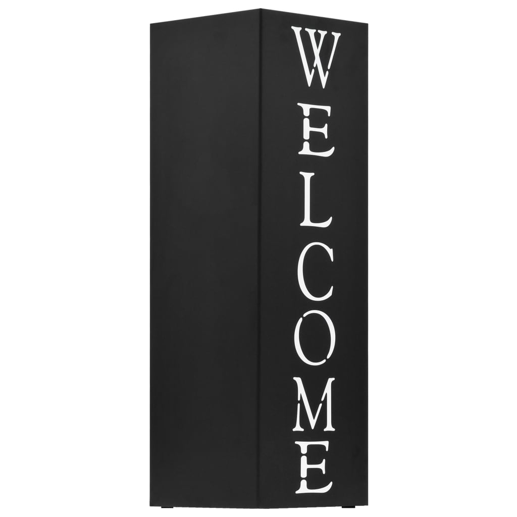 Vidaxl Umbrella Stand Welcome Steel Black
