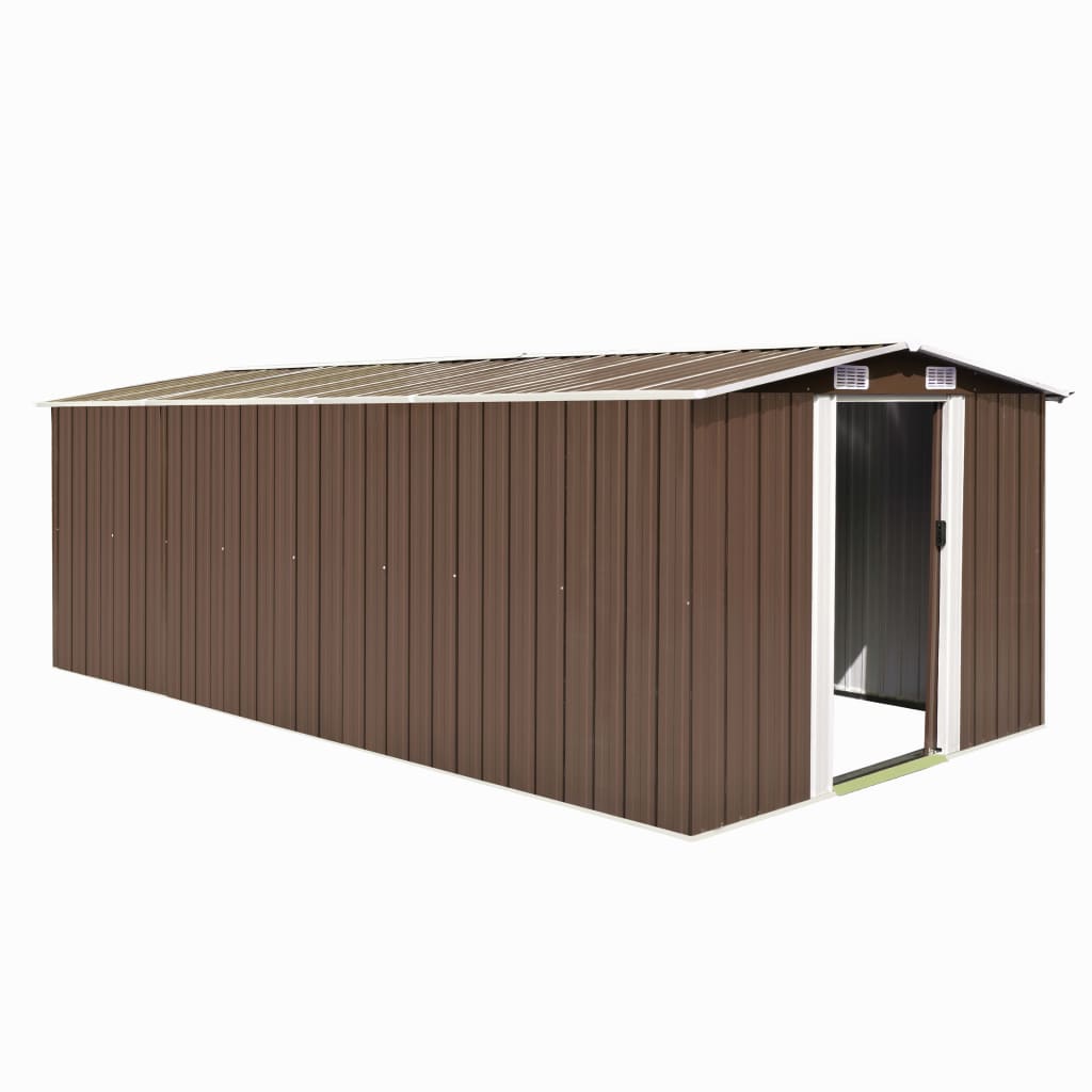 vidaXL Garden Shed 101.2 x 192.5 x 71.3 Metal Brown