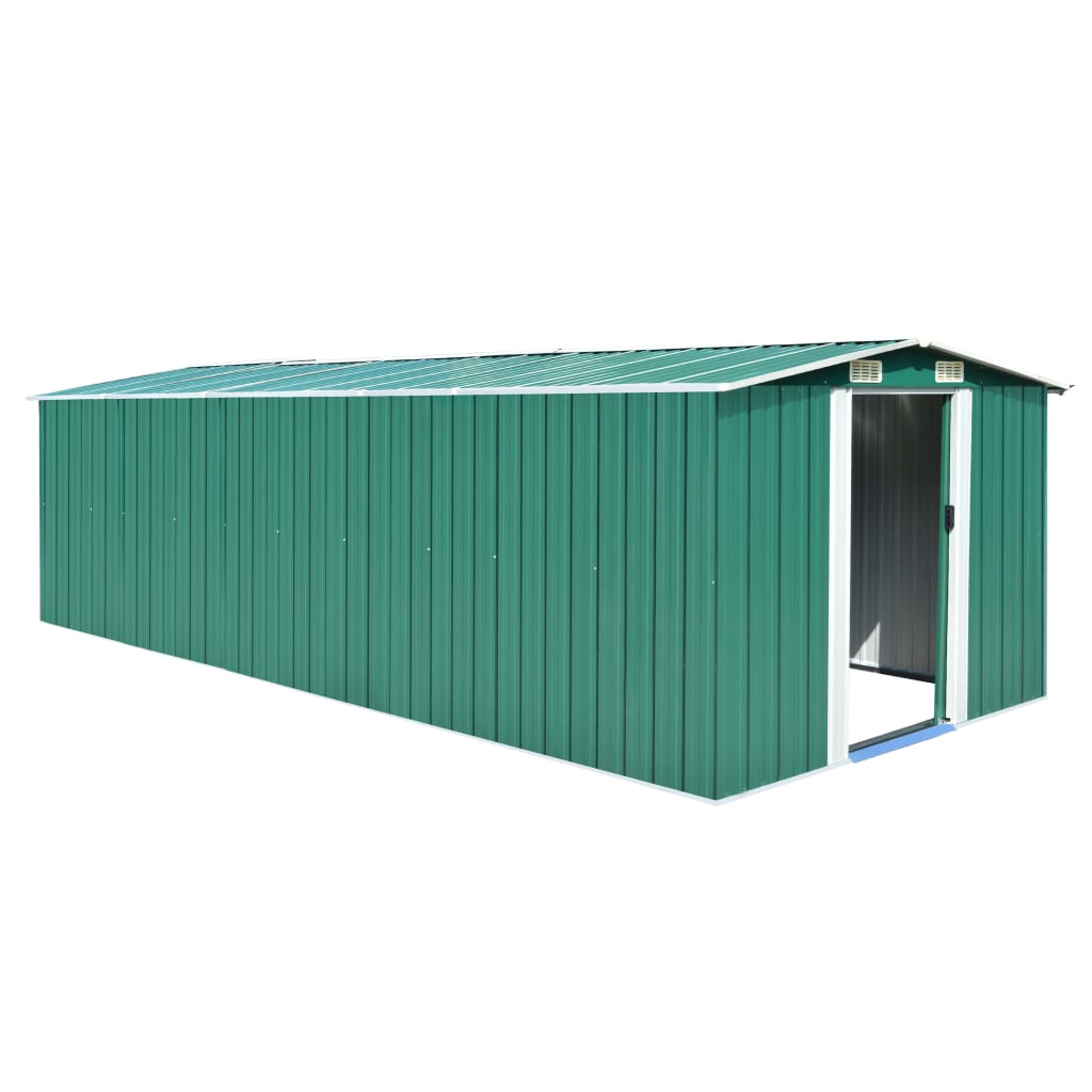vidaXL Garden Shed 101.2 x 228.3 x 71.3 Metal Green