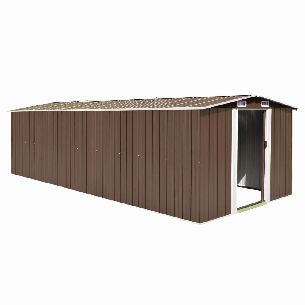 vidaXL Garden Shed 101.2 x 228.3 x 71.3 Metal Brown