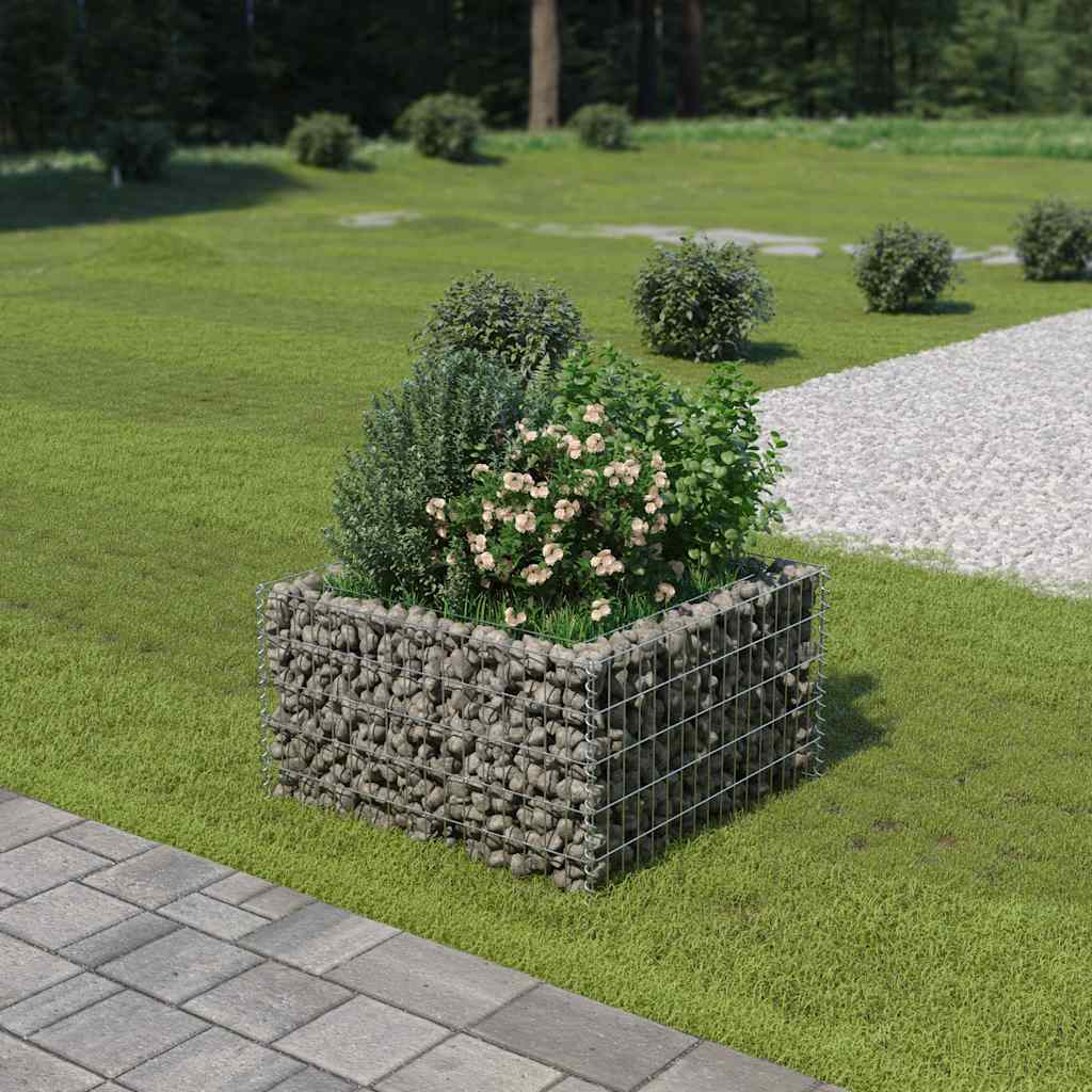 vidaXL Gabion Raised Bed Galvanized Steel 35.4''x35.4''x19.7''