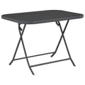 vidaXL Folding Patio Table Gray 39.4 x 29.5 x 28.3 Glass and Steel