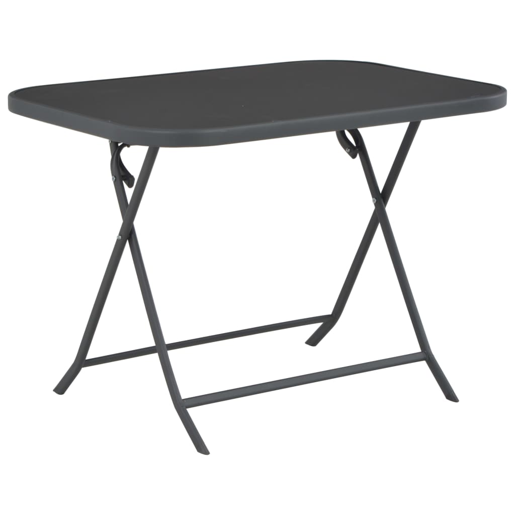 vidaXL Folding Patio Table Gray 39.4 x 29.5 x 28.3 Glass and Steel