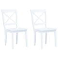 vidaXL Dining Chairs 2 pcs White Solid Rubber Wood