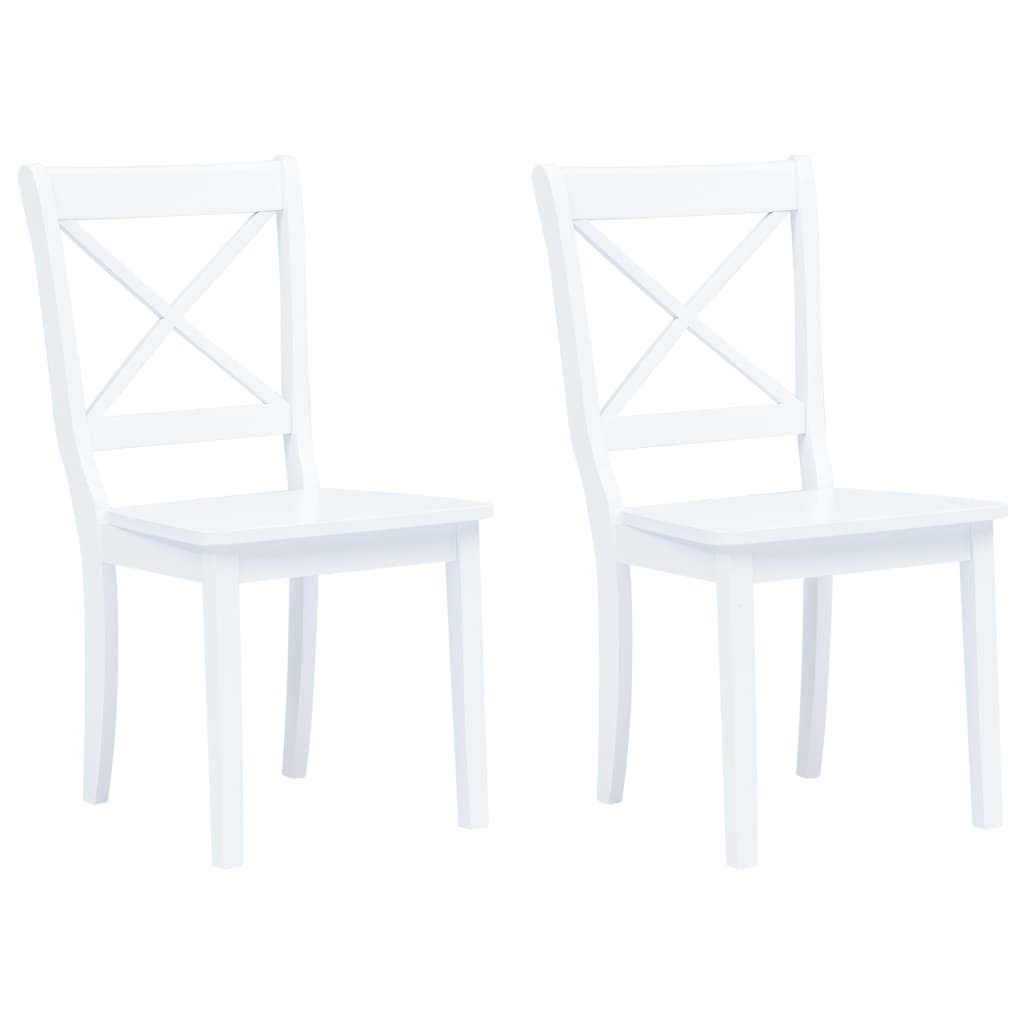 vidaXL Dining Chairs 2 pcs White Solid Rubber Wood