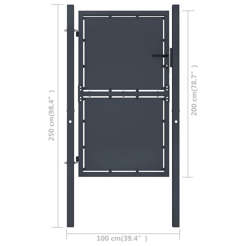 vidaXL Garden Gate Steel 100x200 cm Anthracite