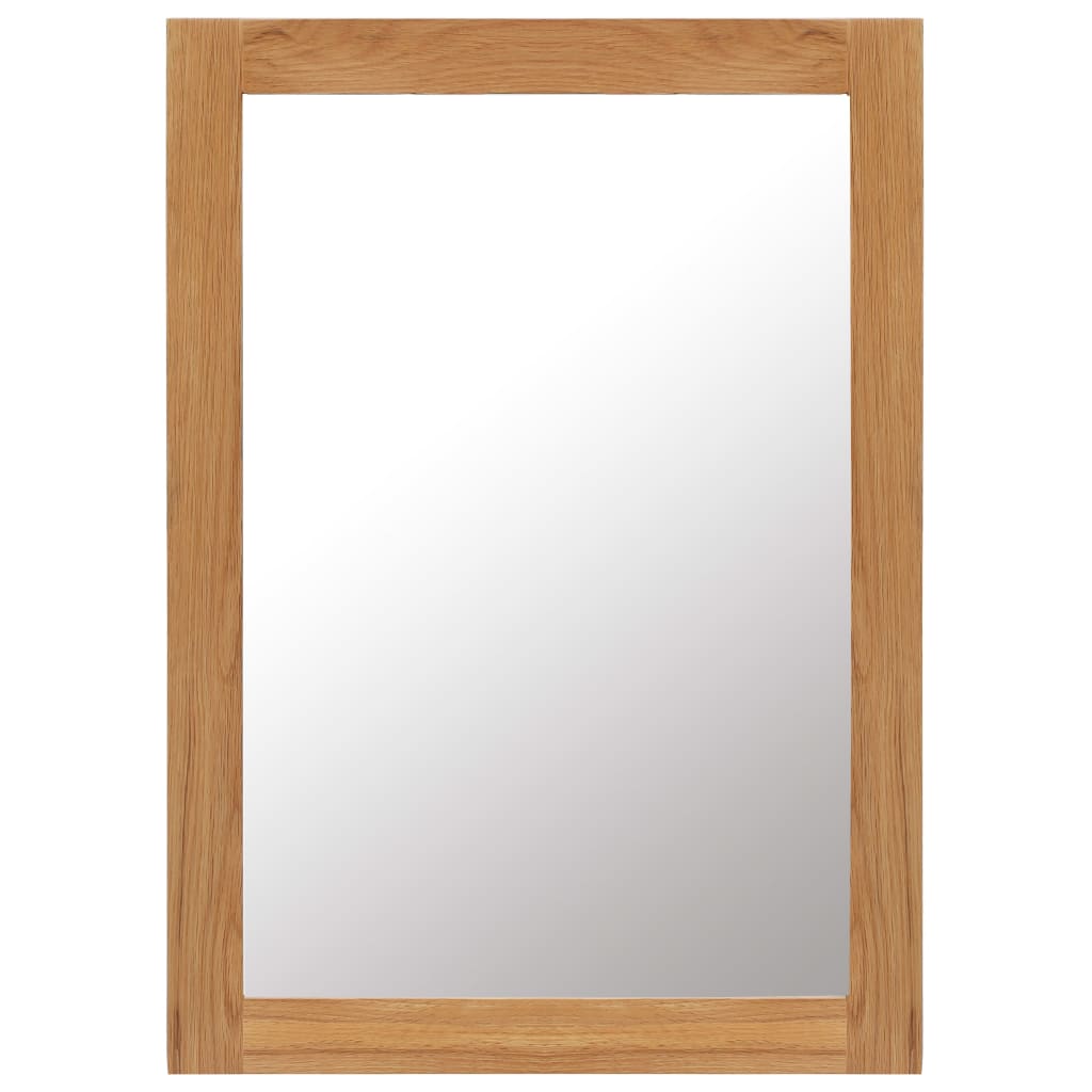 Vidaxl Solid Oak Wood Mirror, 19.6&quot;X27.5&quot;, Versatile Wall-Mounted Mirror For Home Decor, Bedroom, Bathroom, Hallway, Handcrafted With Polished And Lacquered Finish