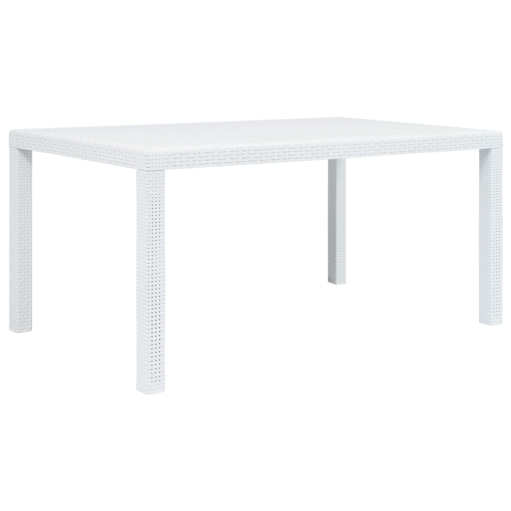 vidaXL Patio Table White 59x35.4x28.3 Plastic Rattan Look