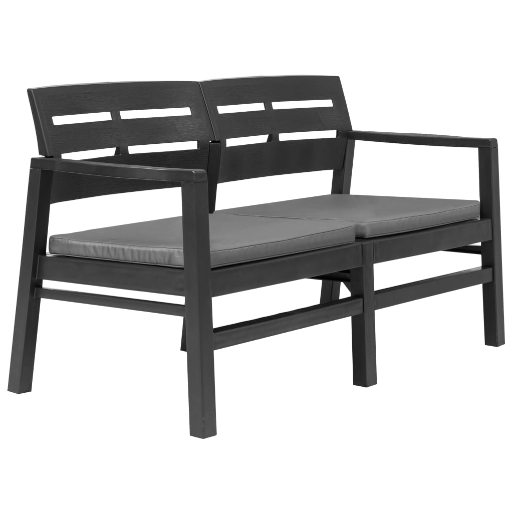 vidaXL 2-Seater Patio Bench with Cushions 52.4'' Plastic Anthracite