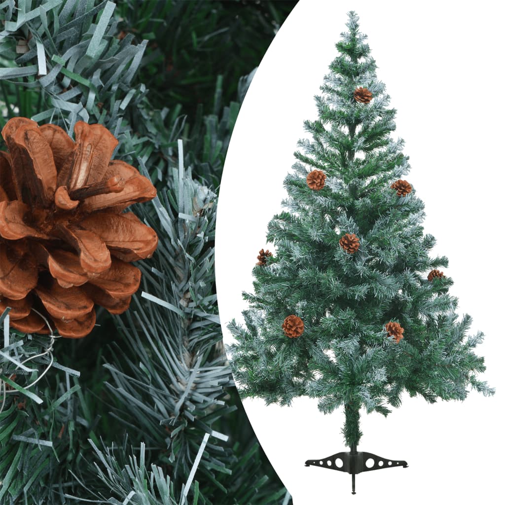 Vidaxl - Authentic Looking Frosted Artificial Christmas Tree With Pinecones – Easy To Assemble, Stand Included - Bendable Pvc Branches – Space Saving Design – Indoor Use - 5 Ft