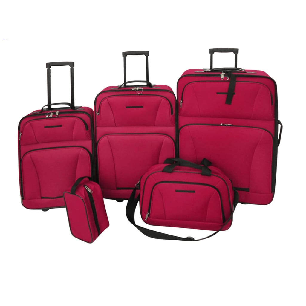 5 Piece Travel Luggage Set Red