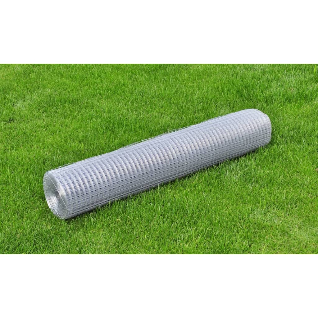 vidaXL Mesh Fence Galvanized Steel Square 3.3'x82' Silver