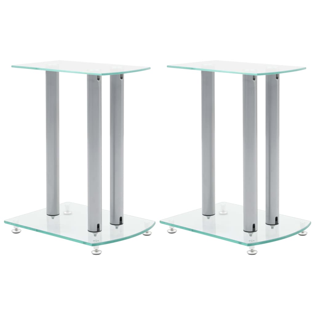 Aluminum Speaker Stands 2 pcs Transparent Safety Glass