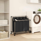 Vidaxl Laundry Sorter With 4 Removable Bags, Durable Steel Frame, Convenient Handles And Castors, Easy Assembly, Efficient Organizer For Laundry Room Or Closet, Black