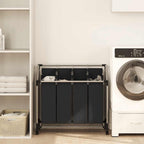 Vidaxl Laundry Sorter With 4 Removable Bags, Durable Steel Frame, Convenient Handles And Castors, Easy Assembly, Efficient Organizer For Laundry Room Or Closet, Black